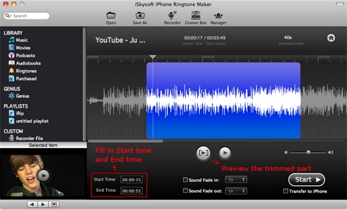 Trim youtube Video/ Audio to iPhone Ringtone