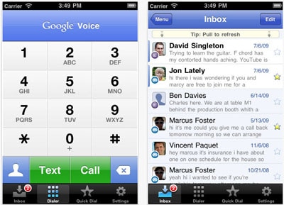 It enables you to make cellular calls and send and receive free text messages with your Google Voice number. However, it is only available in US now.