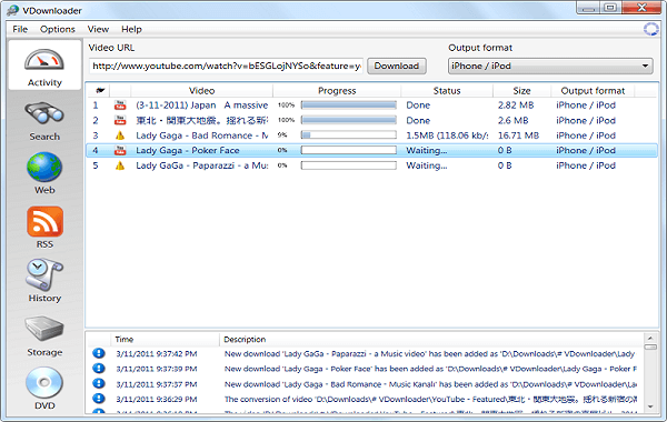 With just a single click, you can use this downloader to convert videos into multiple formats that include MP3, MOV, MP4, MPV, M3U8 and 3GP.