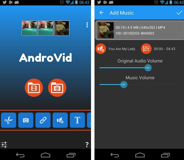 adicionar música ao aplicativo de vídeo para android