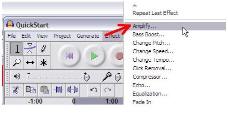 aumentare il volume con in audacity