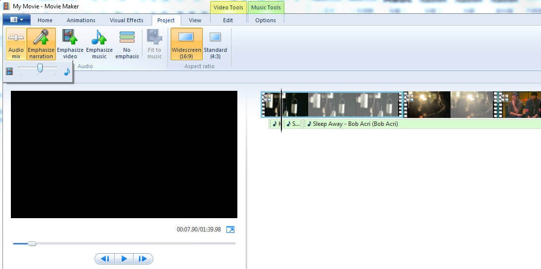 windows movie maker edit mp3