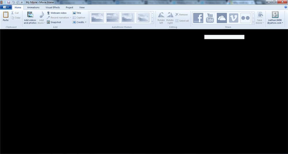 windows movie maker black screen