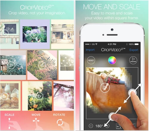 Crop Video Square pour recadrer une vidéo sur iphone