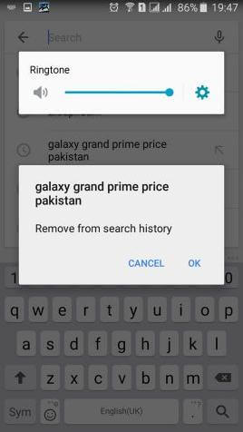 delete google history on android