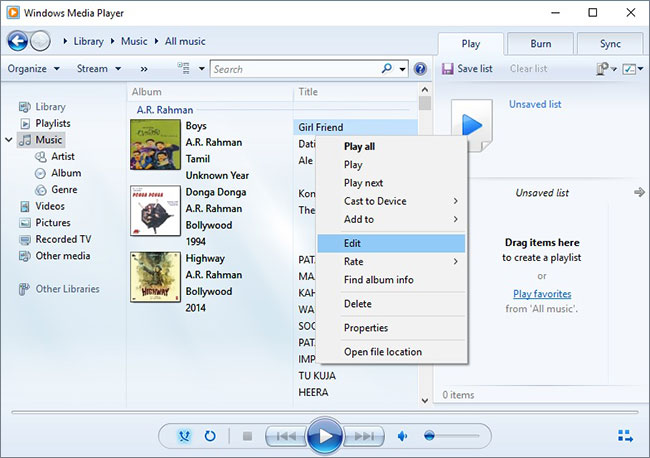 comment éditer des chansons mp3 dans Windows Media Player