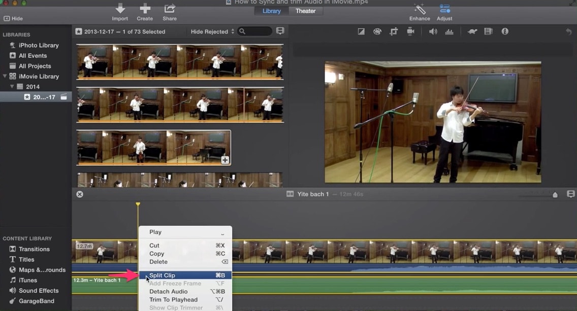 how to cut a clip in imovie on mac