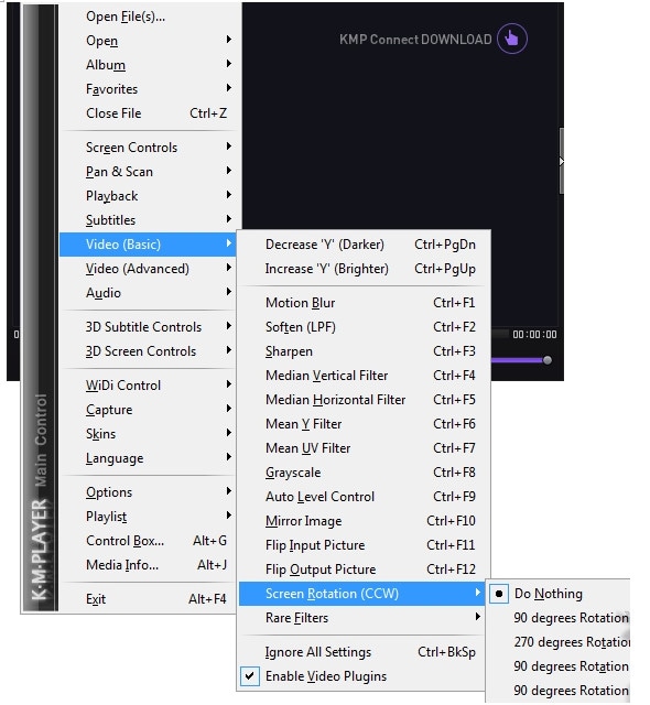 rotate video kmplayer