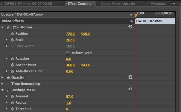 Effet Accentuation sur premiere