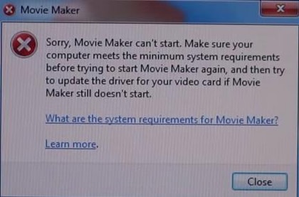 Windows Movie Maker не открывается почему то....