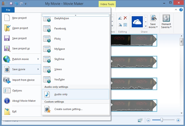 how to extract audio from video windows