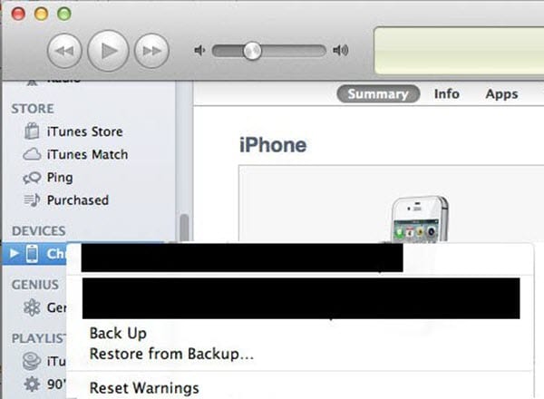 Right click iPhone and select backup option