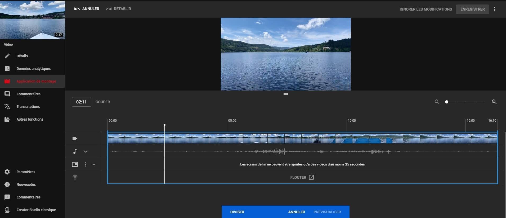 lancer le logiciel de montage pour la vidéo youtube