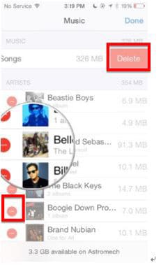 delete music on iPhone