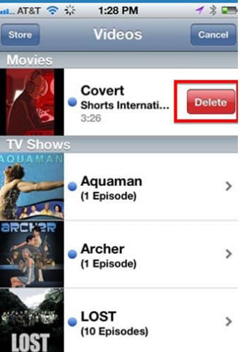 delete videos on iPhone