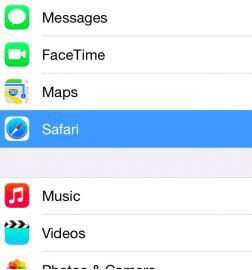 find and tap the safari option