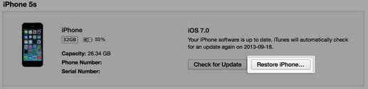 click on Restore iPhone