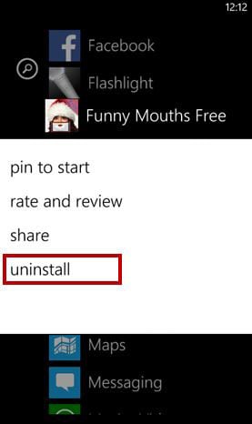 click uninstall