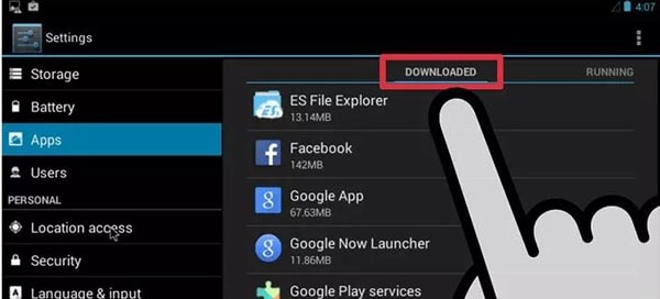 delete downloaded app on android
