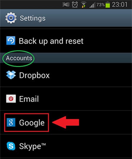 remove a google account from an android
