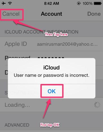 delete icloud account from iphone