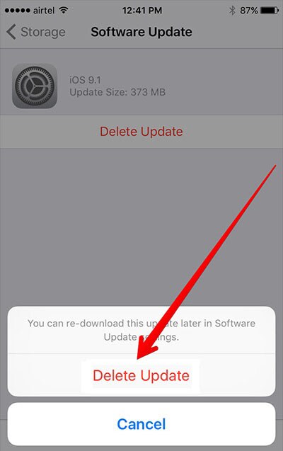 delete ios update