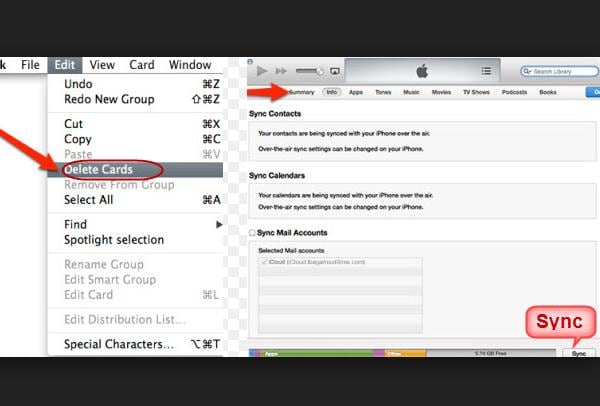 Erase contacts on iPhone with address book