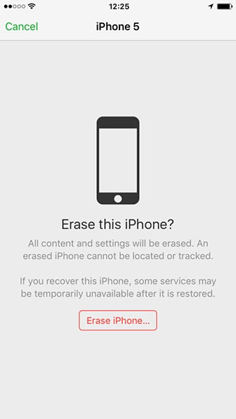 tap on Erase iPhone button