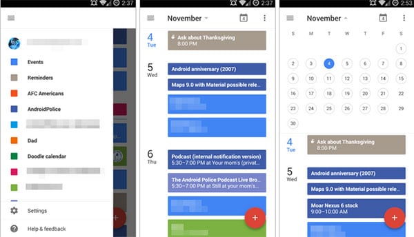 delete calendars on android