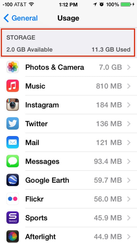 find iphone storage size