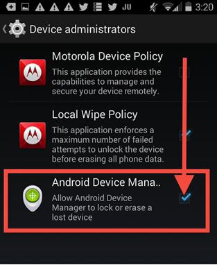 select Android device manager