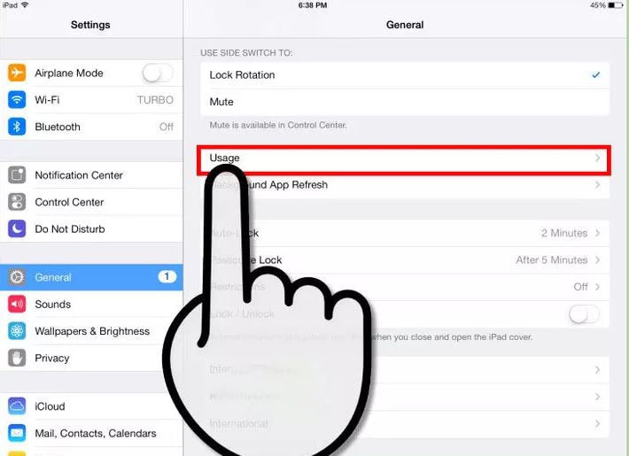 manage storage on ipad