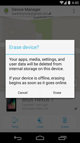 wipe Android phone remotely