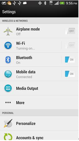 enter HTC settings app