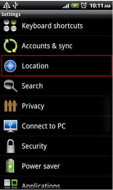select location on HTC