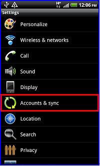 choose account & sync