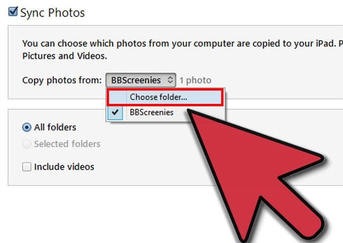 select folder that contains photos