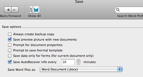 recuperação documento word em mac