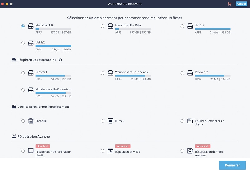 sélectionnez les types de fichiers