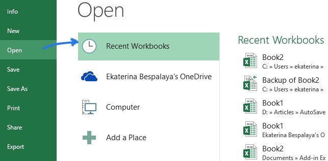 recuperar el archivo de Excel sobrescrito de archivos temporales