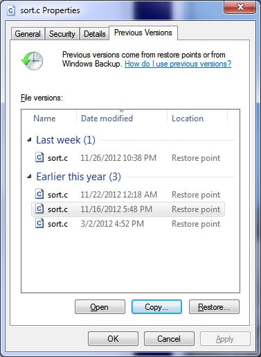 recover word file from previous version