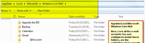 restore emails from windows live mail