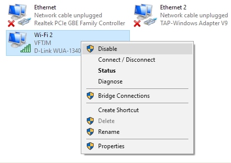 Windows can't connect to internet