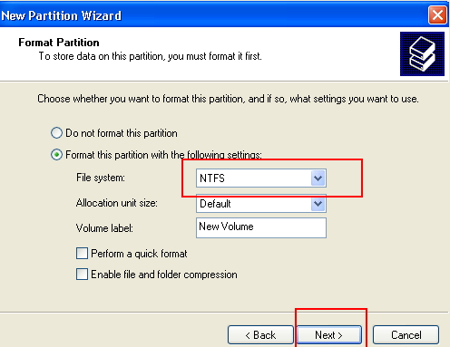 create partition in windows xp