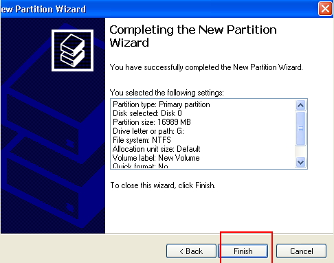 create partition on windows xp