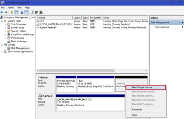 create partition on windows 7