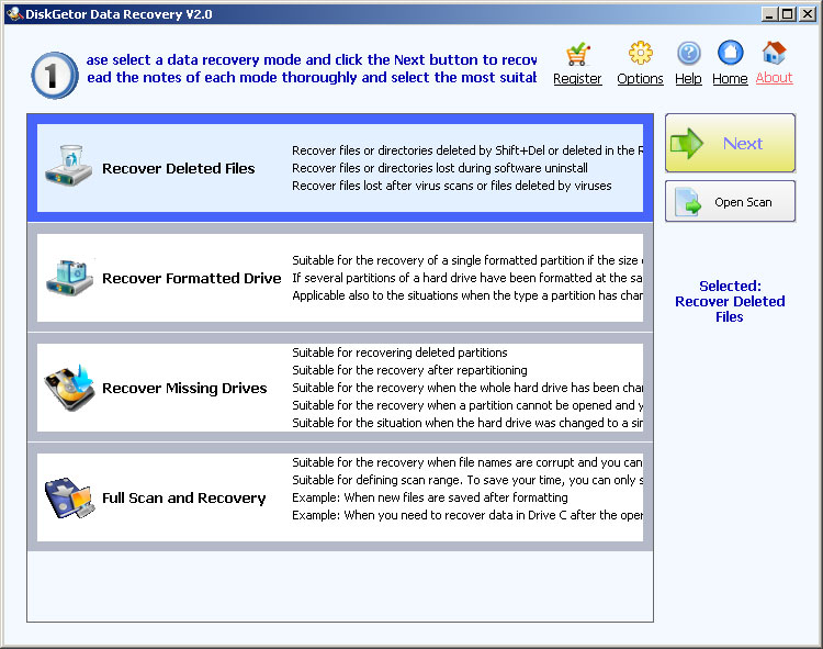 Select a Data Recovery Task