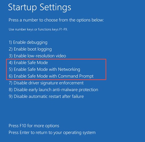 enter safe mode on windows 10