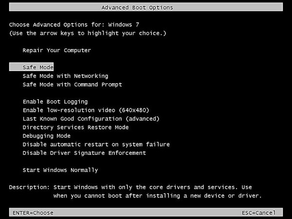 how to enter safe mode from command prompt windows 10