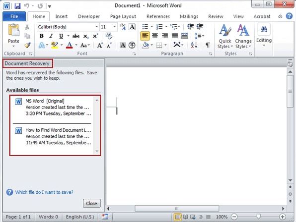 recover word document